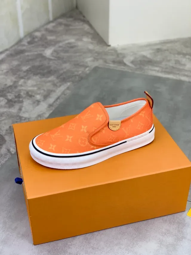 Louis Vuitton Orange Beige Monogram Canvas Slip-On Lifestyle Sneakers 5