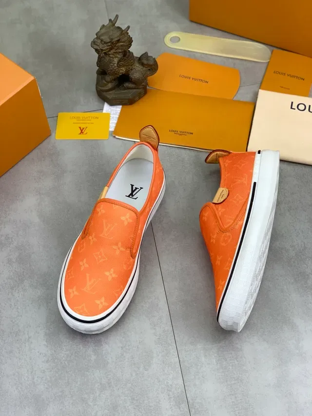 Louis Vuitton Orange Beige Monogram Canvas Slip-On Lifestyle Sneakers 6