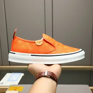 Louis Vuitton Orange White Monogram Canvas Slip-On Lifestyle Sneakers