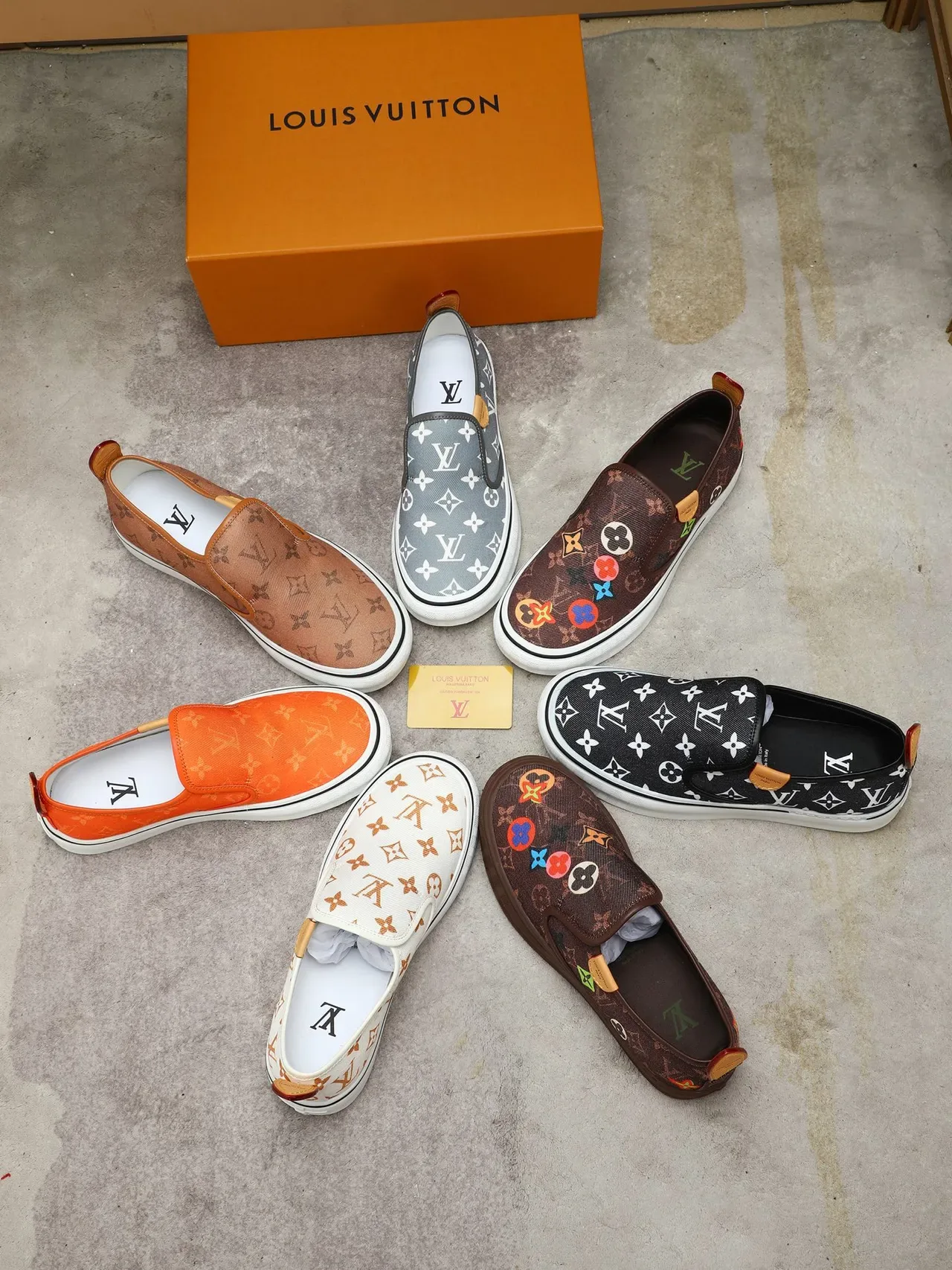 Louis Vuitton Orange White Monogram Canvas Slip-On Lifestyle Sneakers 2