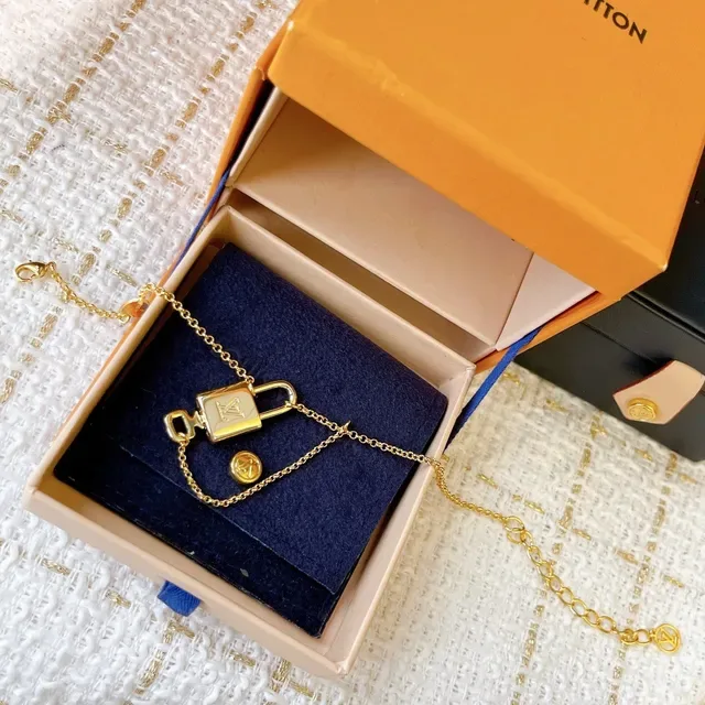 Louis Vuitton Padlock Charm Gold-Tone Chain Bracelet 8