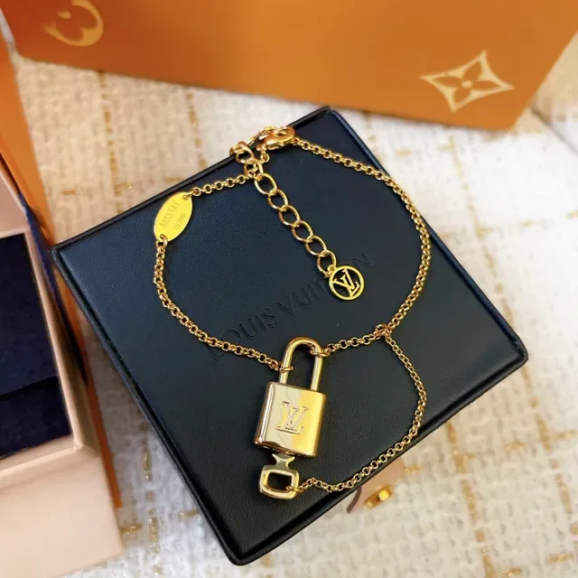 Louis Vuitton Padlock Charm Gold-Tone Chain Bracelet 9