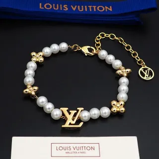 Louis Vuitton Pearl and Gold-Tone Monogram Bracelet