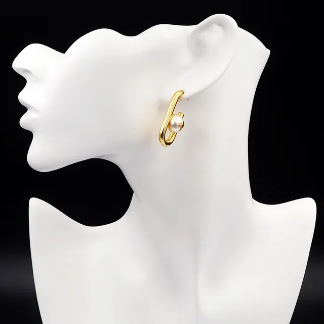 Louis Vuitton Pearl and Monogram U-Shaped Hoop Earrings 5