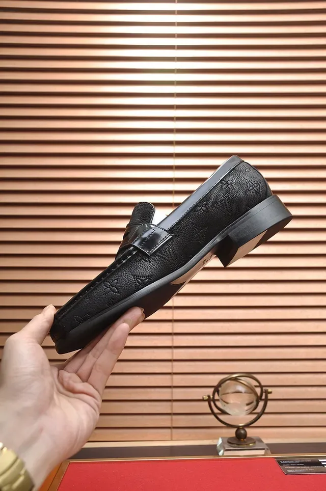 Louis Vuitton Penny Loafer Black Textured Grain Leather Loafers 6