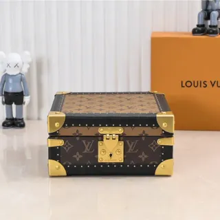 Louis Vuitton Petite Malle Brown Black Monogram Canvas Leather Trim Tote Bag
