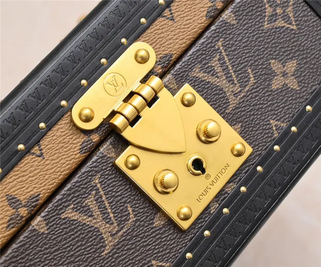 Louis Vuitton Petite Malle Marrom Preto Monogram Lona Borda De Couro Bolsa Tote 6