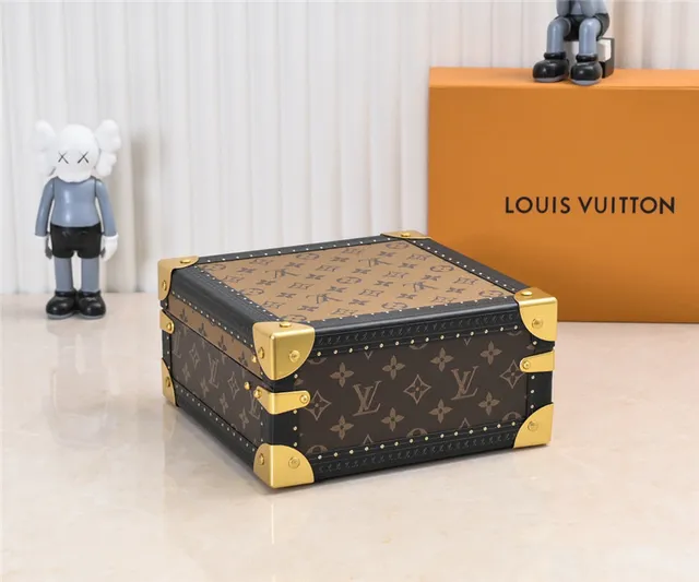 Louis Vuitton Petite Malle Marrom Preto Monogram Lona Borda De Couro Bolsa Tote 8