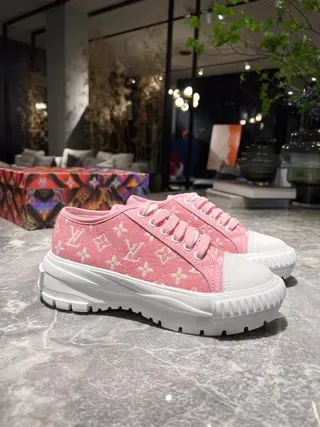 Louis Vuitton Pink White Monogram Canvas Chunky Platform Sole Lifestyle Sneakers 3