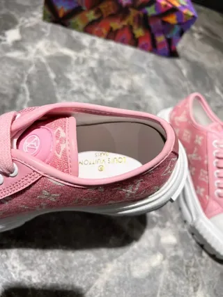 Louis Vuitton Pink White Monogram Canvas Chunky Platform Sole Lifestyle Sneakers 5