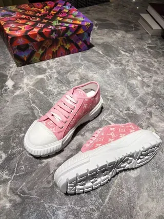 Louis Vuitton Pink White Monogram Canvas Chunky Platform Sole Lifestyle Sneakers 9