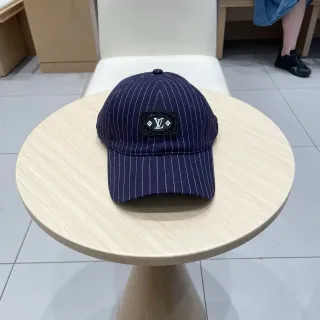 Louis Vuitton Pinstripe Embroidered Plaque Baseball Cap