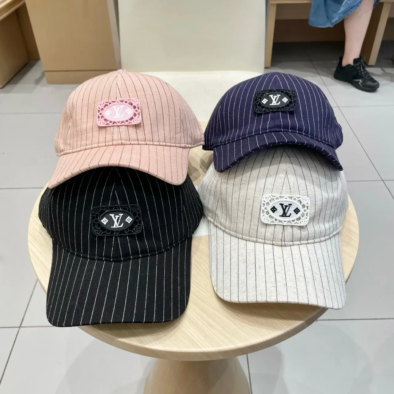 Louis Vuitton Pinstripe Embroidered Plaque Baseball Cap 6