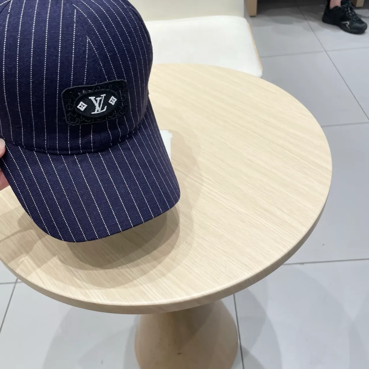 Louis Vuitton Pinstripe Embroidered Plaque Baseball Cap 7