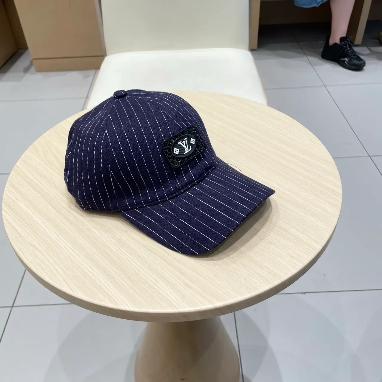 Louis Vuitton Pinstripe Embroidered Plaque Baseball Cap 8