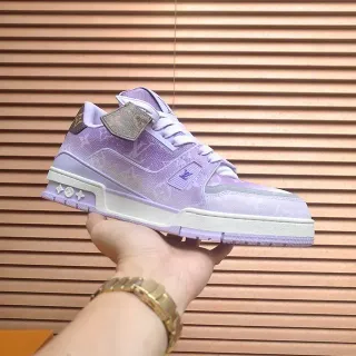 Louis Vuitton Roxo Branco Impressão Monograma Parte Superior Gradiente Lavanda Lifestyle Tênis