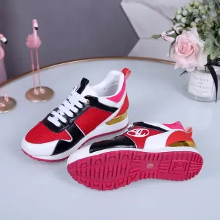 Louis Vuitton Zapatillas Lifestyle Rojo Blanco Color Bloqueado Malla y Cuero Superior