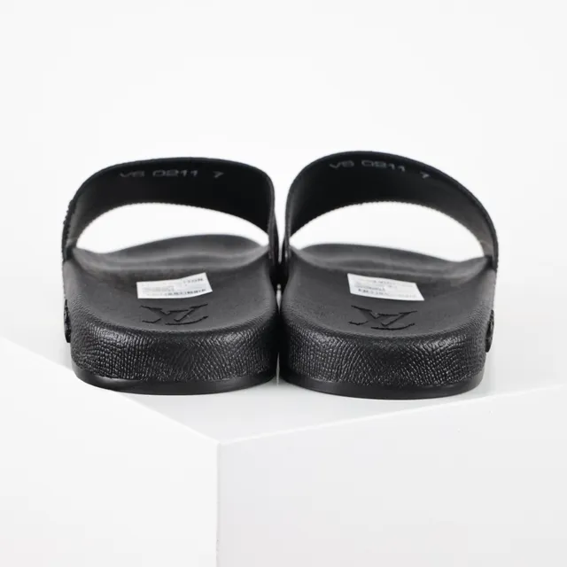 Louis Vuitton Run Away Black Multicolor Patchwork Logo Print Molded Rubber Sole Slippers 8