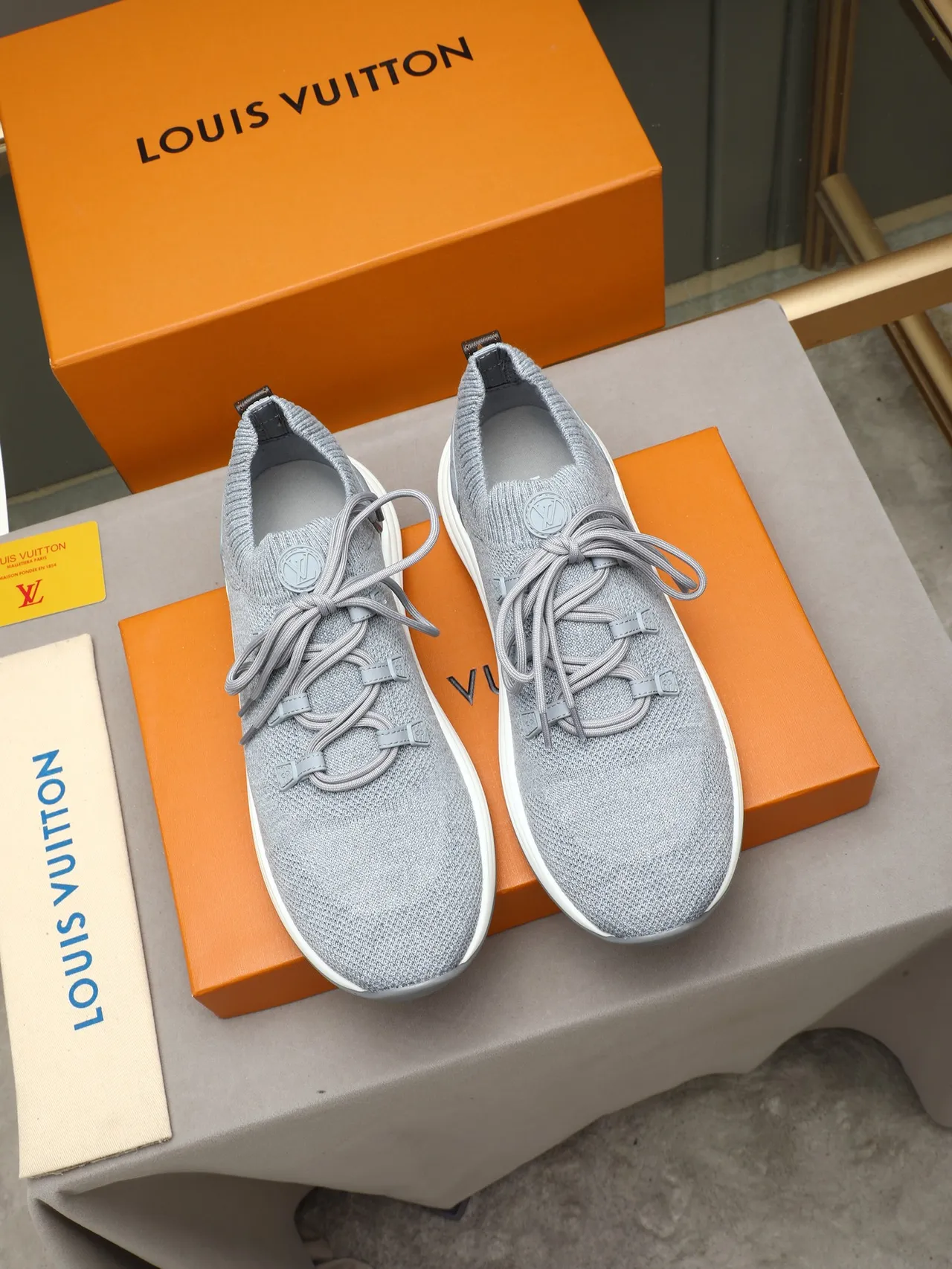 Louis Vuitton Run Away Gray Knit Lifestyle Sneakers 2