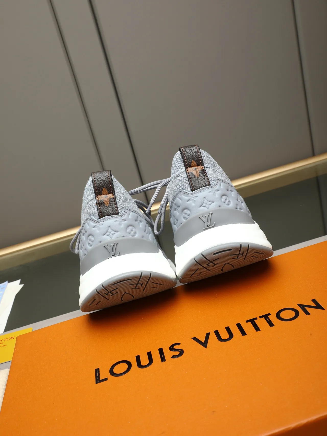 Louis Vuitton Run Away Gray Knit Lifestyle Sneakers 3