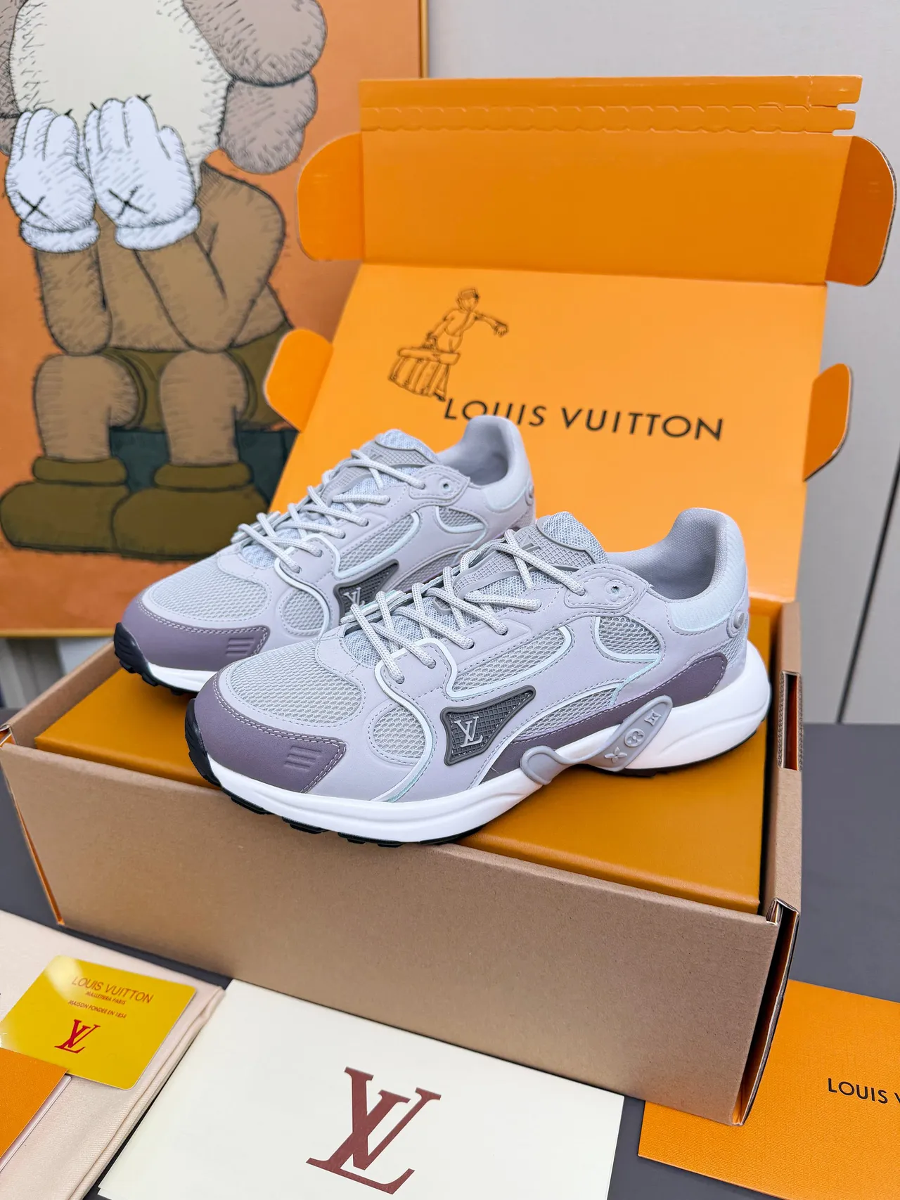 Louis Vuitton Run Away Light Gray and Lavender Lifestyle Sneakers 2
