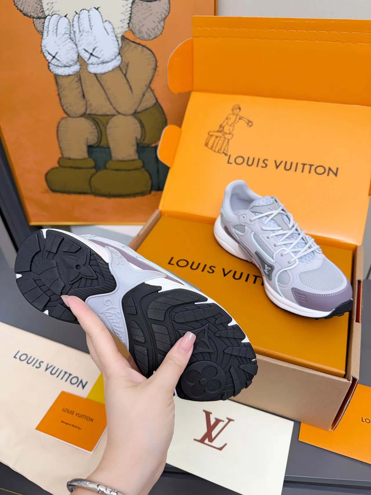Louis Vuitton Run Away Light Gray and Lavender Lifestyle Sneakers 4