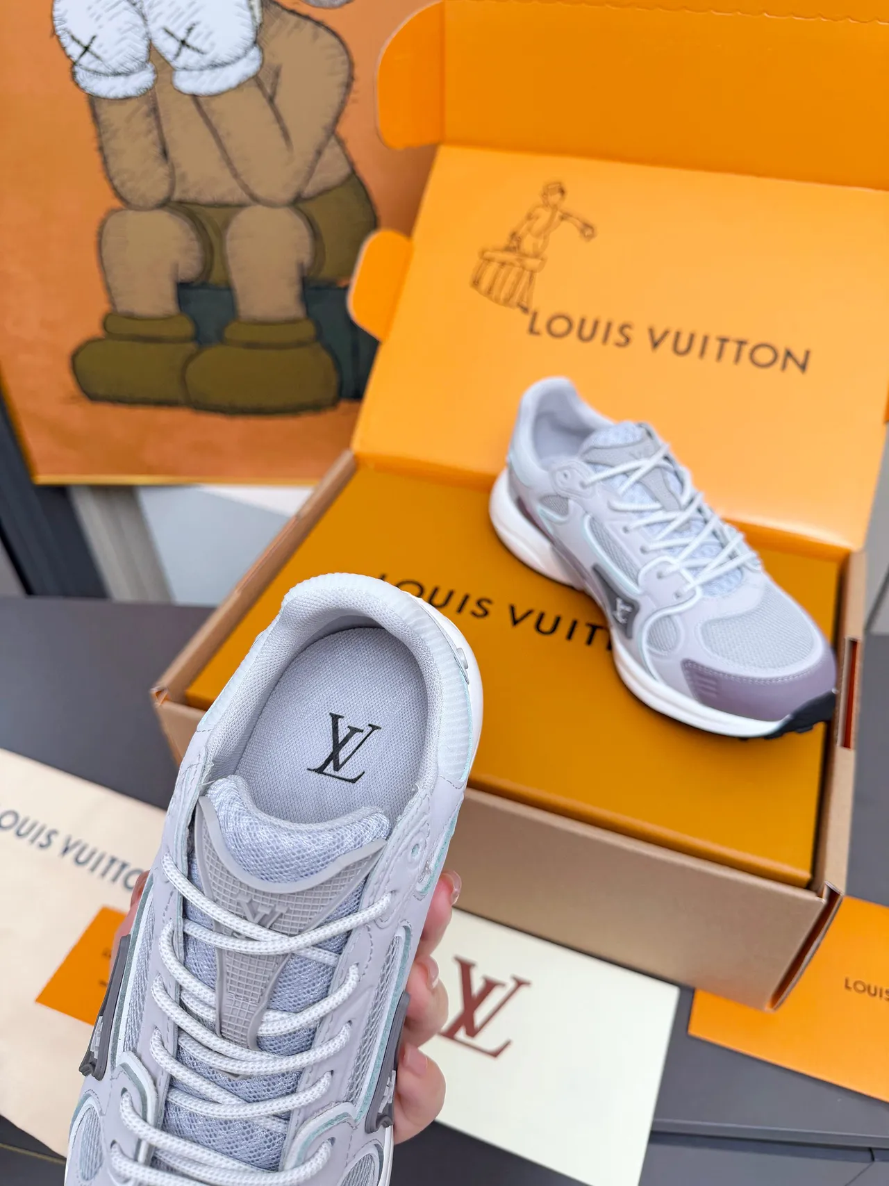 Louis Vuitton Run Away Light Gray and Lavender Lifestyle Sneakers 5
