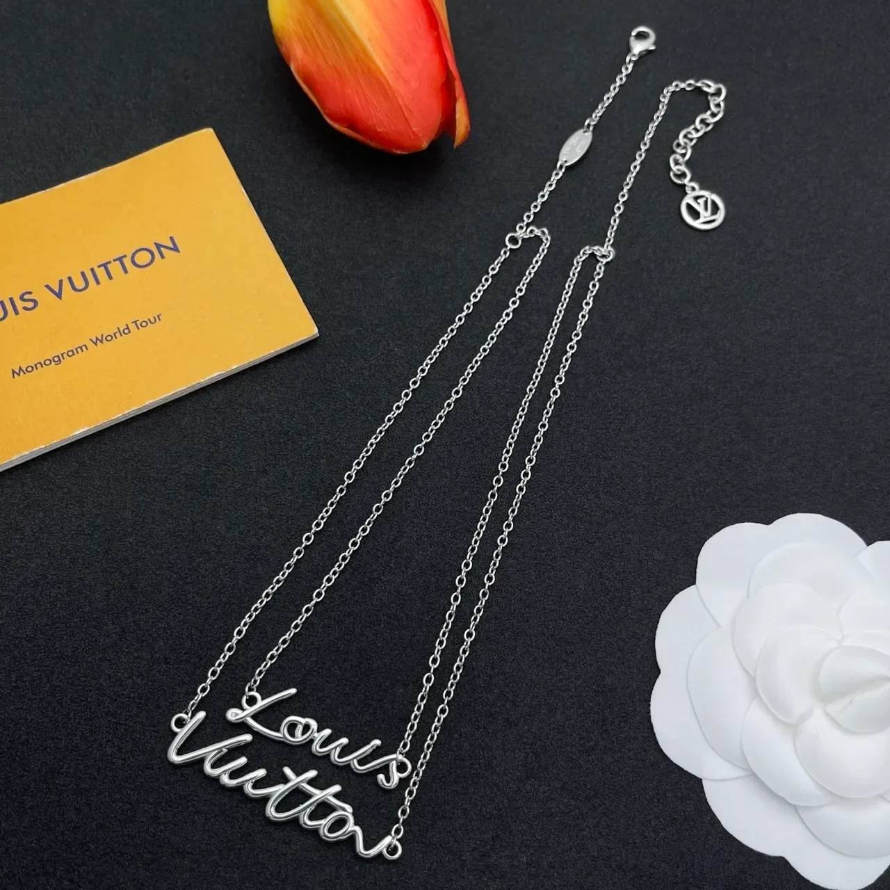 Louis Vuitton Script Pendant Double-Chain Necklace 7