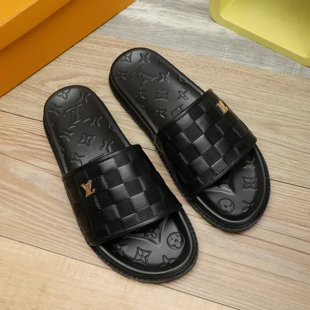 Louis Vuitton Slide Black Woven Strap Monogram Sole Slippers 7