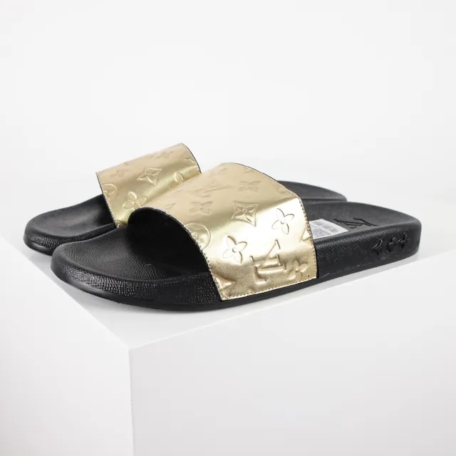 Louis Vuitton Slide Gold Monogram Black Slippers 2