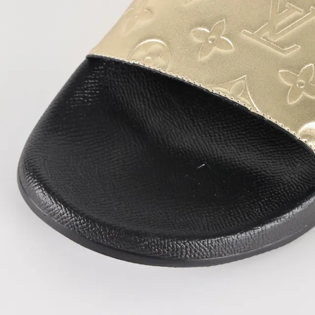 Louis Vuitton Slide Gold Monogram Black Slippers 5