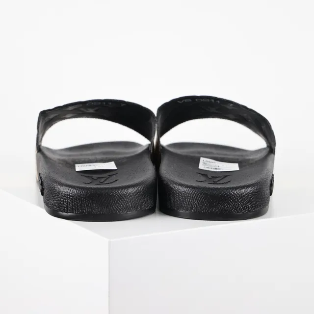 Louis Vuitton Slide Gold Monogram Black Slippers 8