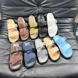 Louis Vuitton Slide Monogram Double-Strap Buckle Slippers