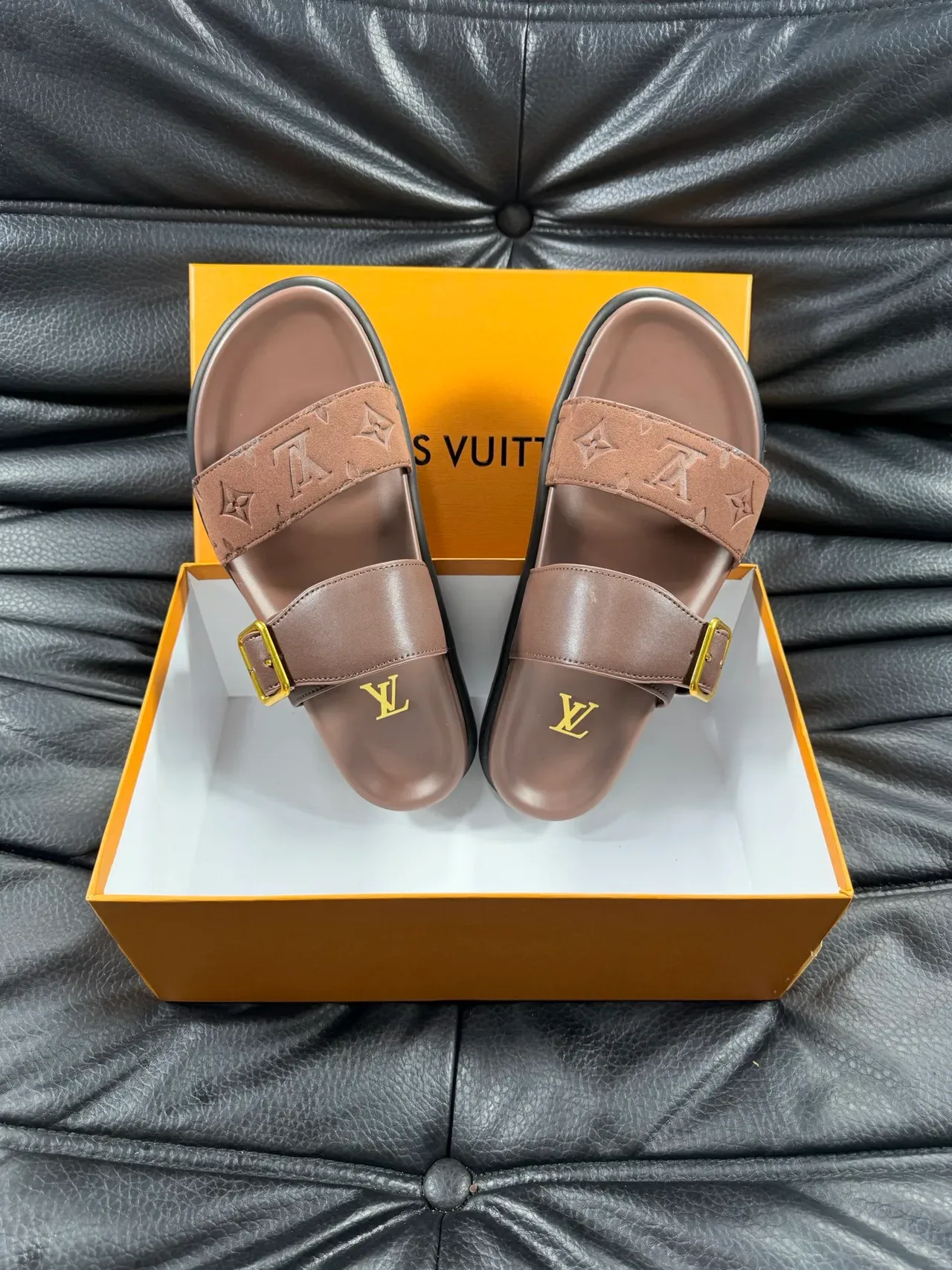 Louis Vuitton Slide Monogram Double-Strap Buckle Slippers 4