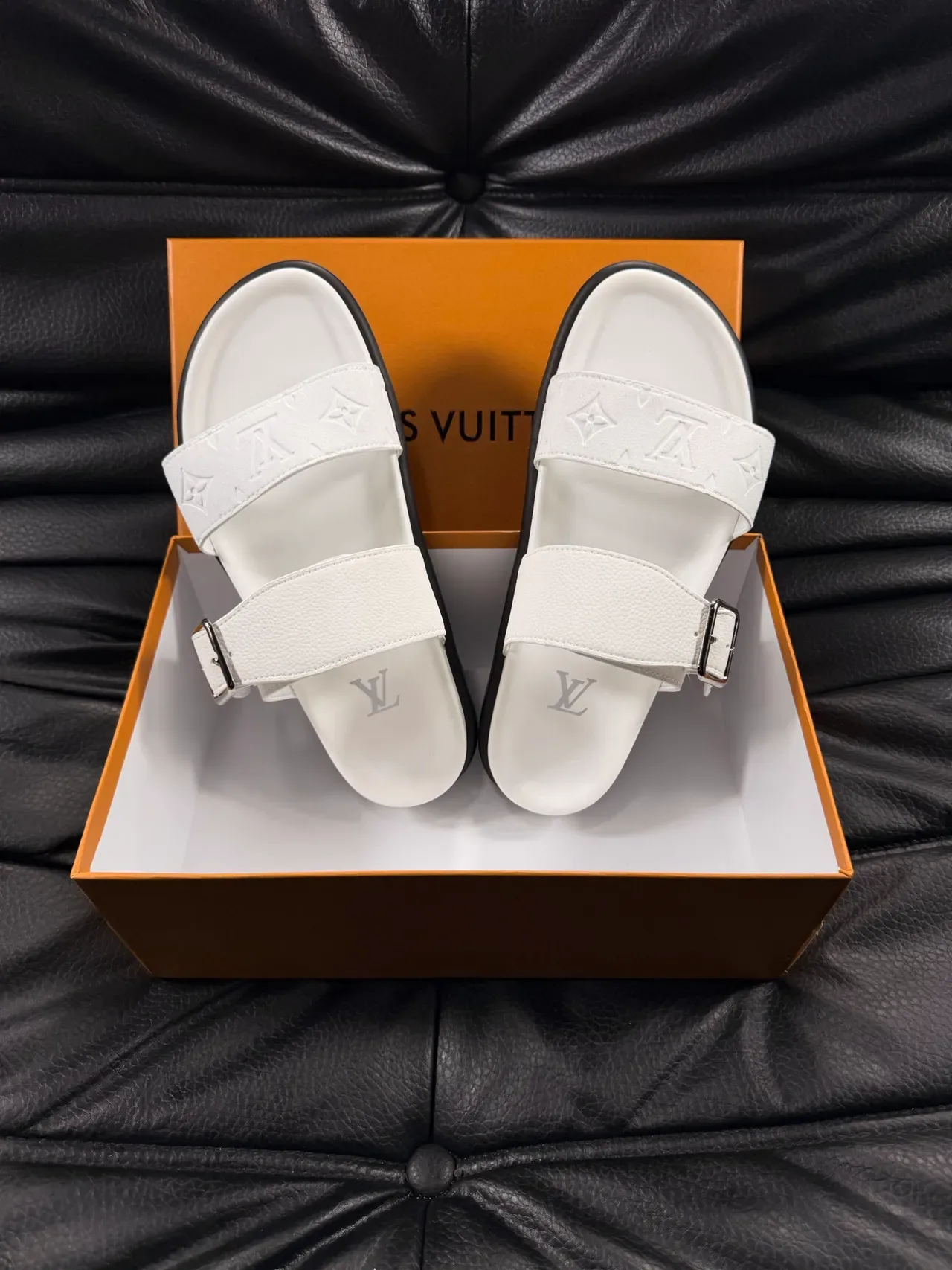 Louis Vuitton Slide Monogram Double-Strap Buckle Slippers 6