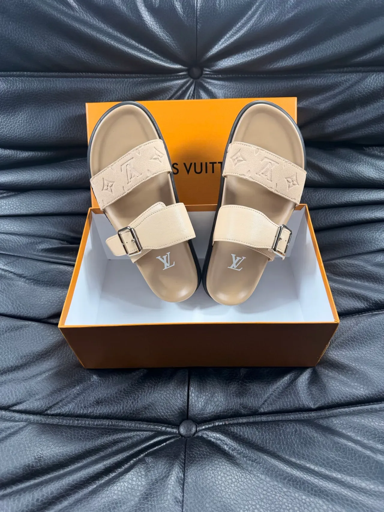 Louis Vuitton Slide Monogram Double-Strap Buckle Slippers 11
