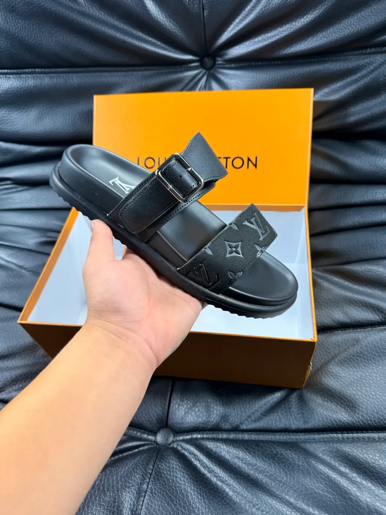 Louis Vuitton Slide Monogram Double-Strap Buckle Slippers 14