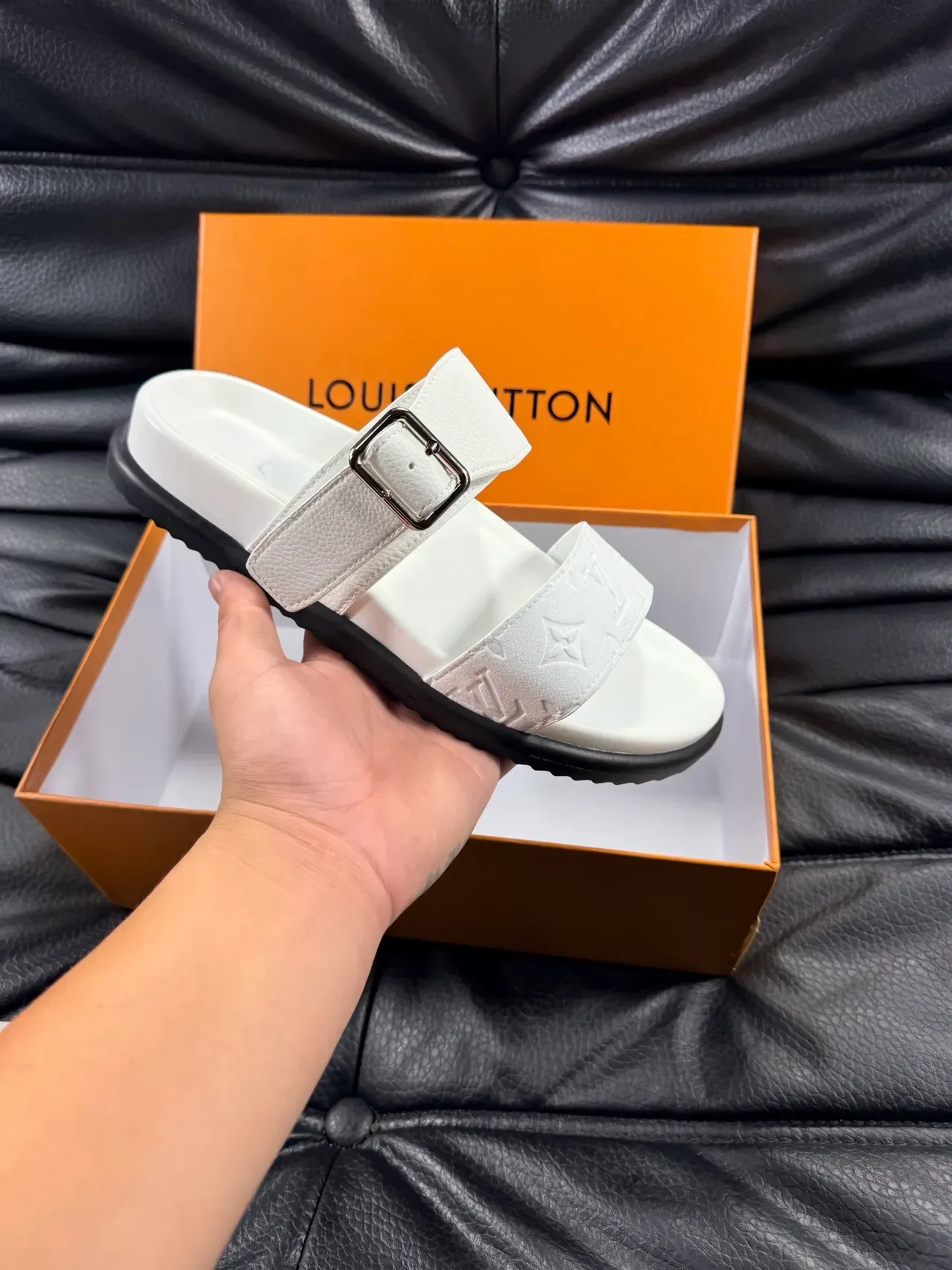 Louis Vuitton Slide Monogram Double-Strap Buckle Slippers 15