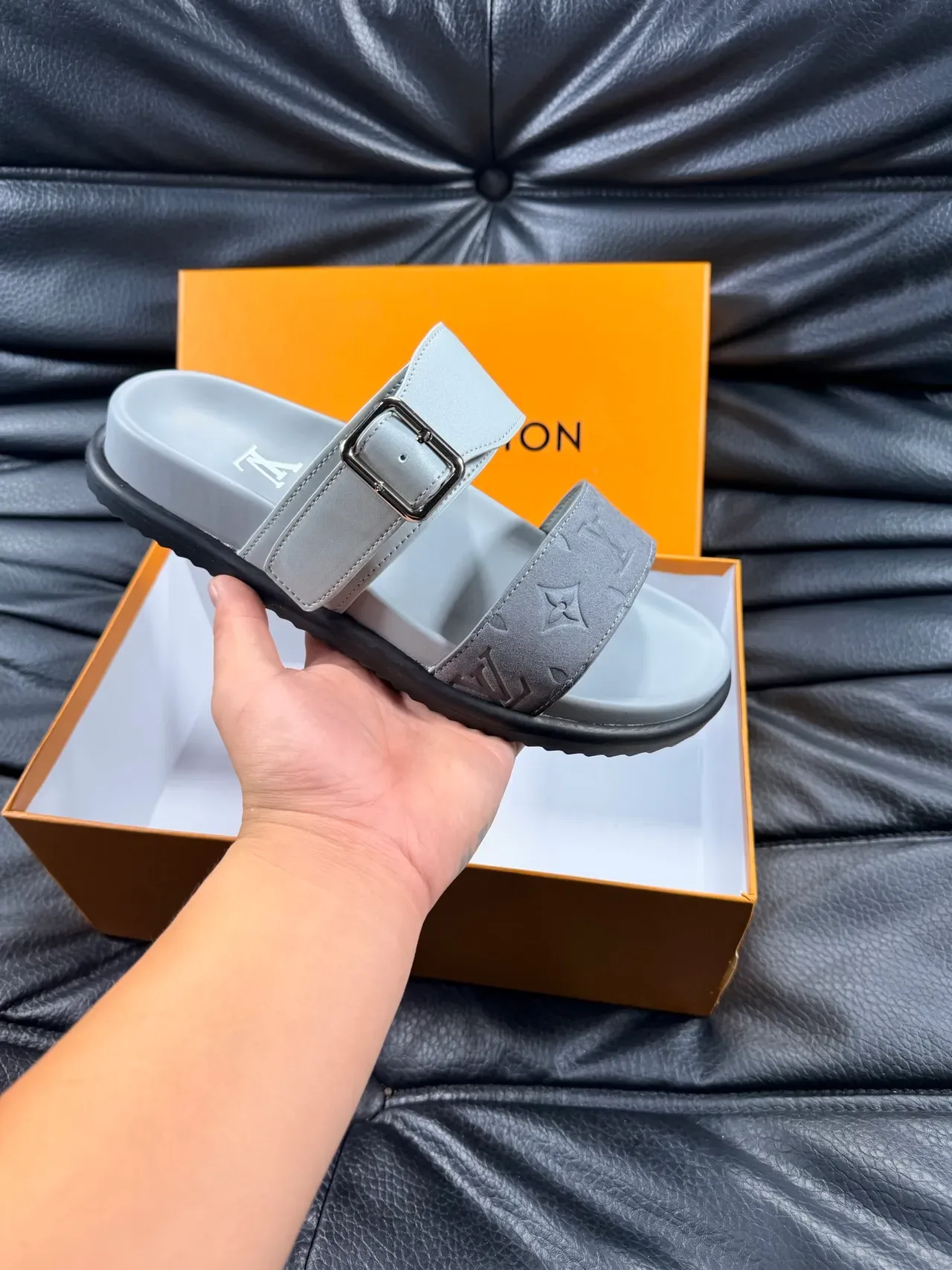 Louis Vuitton Slide Monogram Double-Strap Buckle Slippers 19