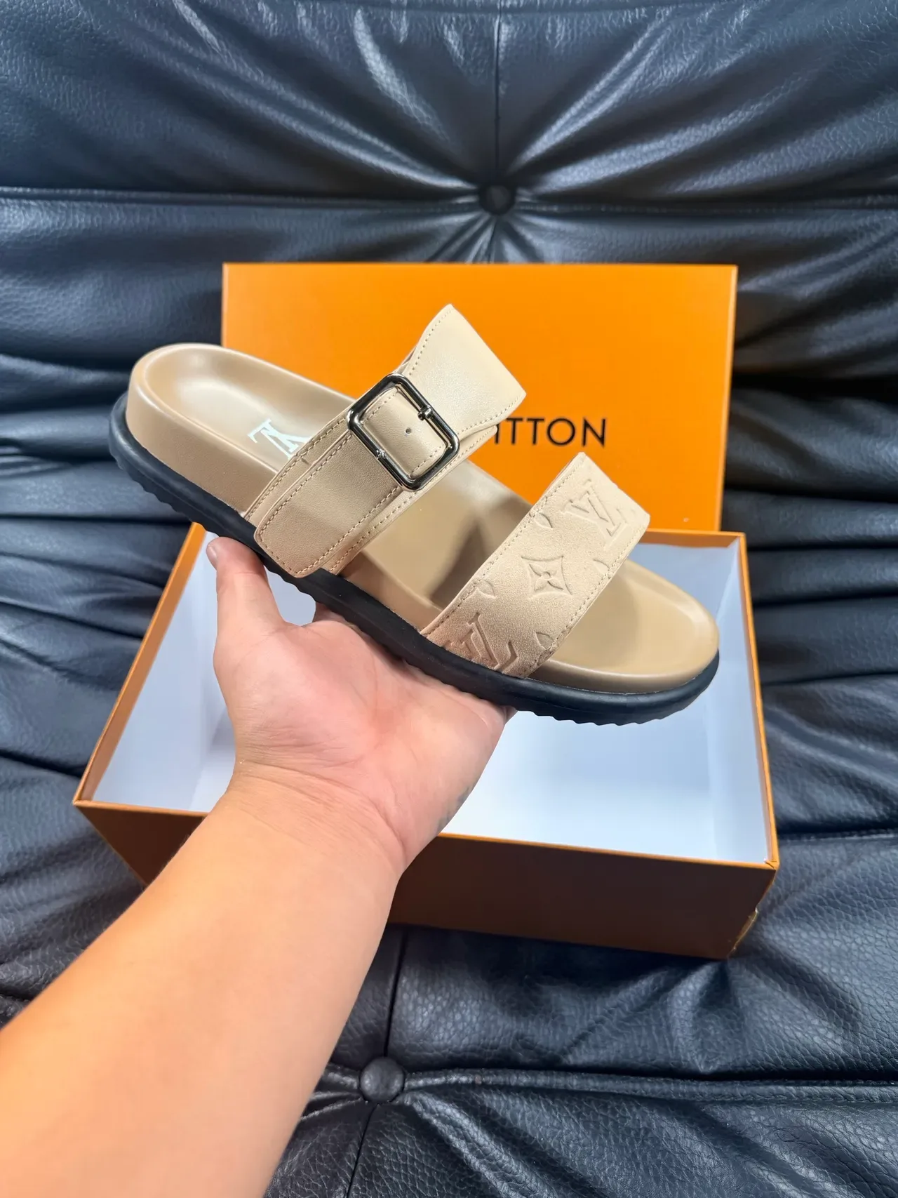 Louis Vuitton Slide Monogram Double-Strap Buckle Slippers 20