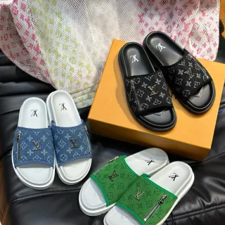 Louis Vuitton Slide Monogram Fabric Strap Slippers