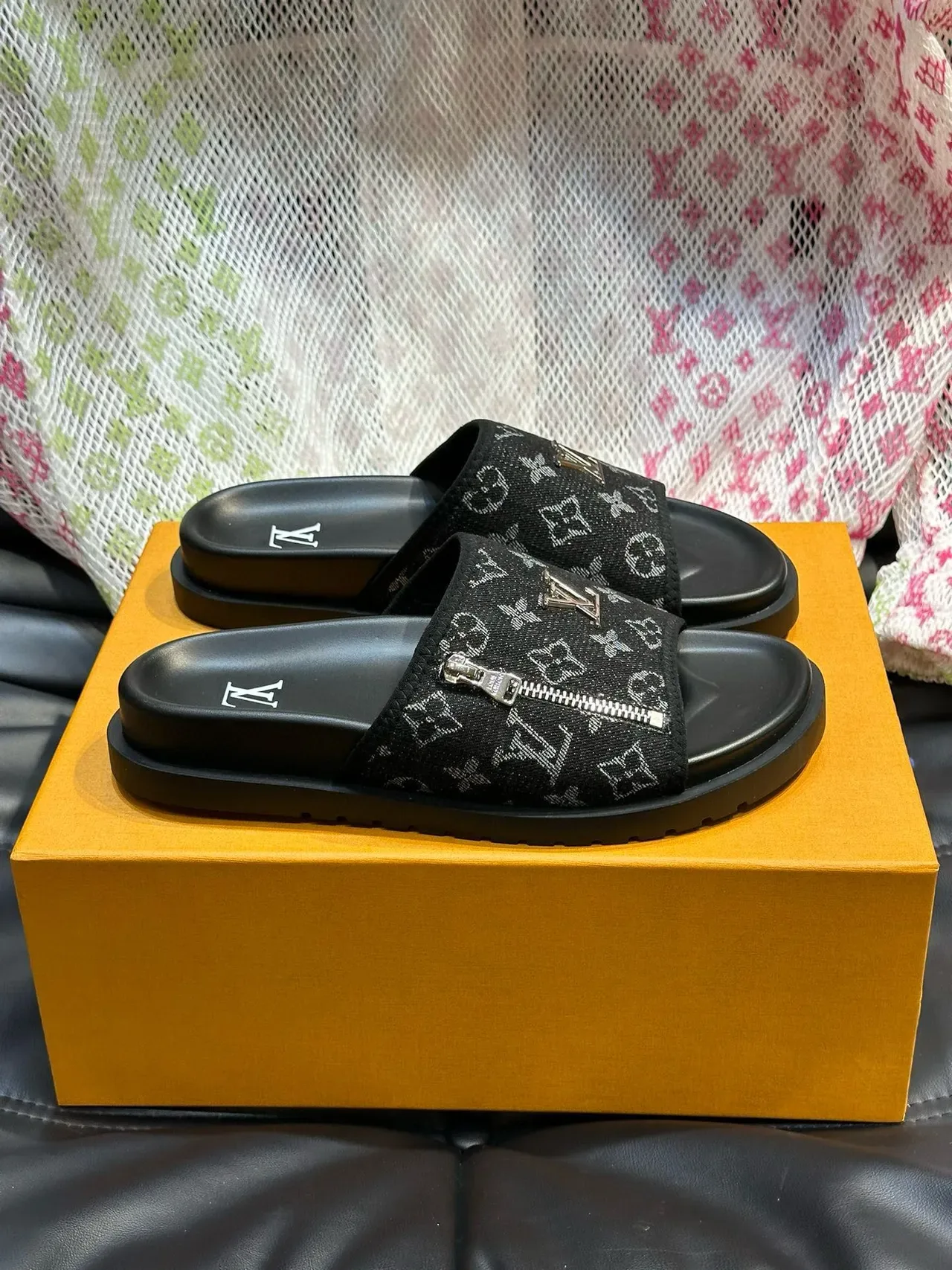Louis Vuitton Slide Monogram Fabric Strap Slippers 7