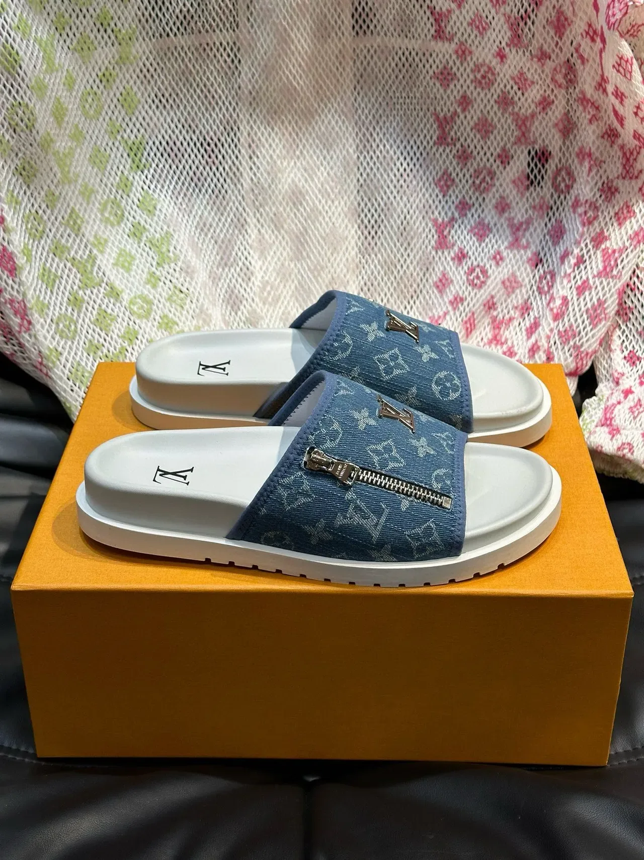 Louis Vuitton Slide Monogram Fabric Strap Slippers 8