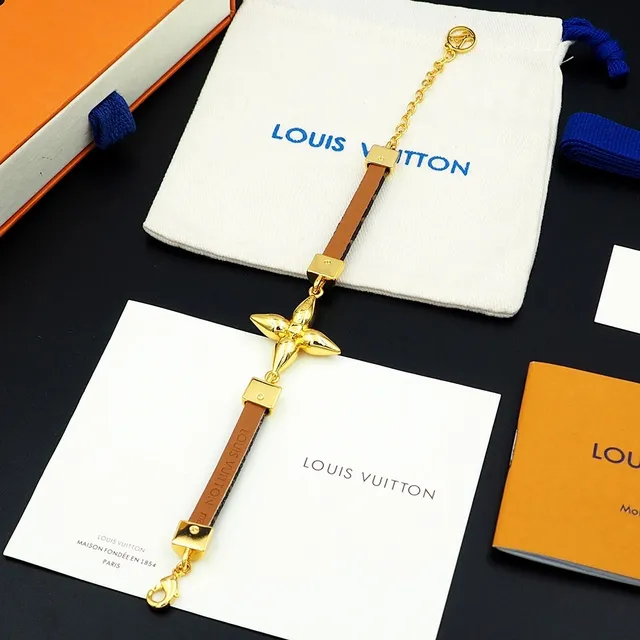 Louis Vuitton Star Monogram Leather Gold-Tone Bracelet 6