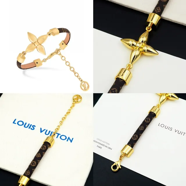 Louis Vuitton Star Monogram Leather Gold-Tone Bracelet 8