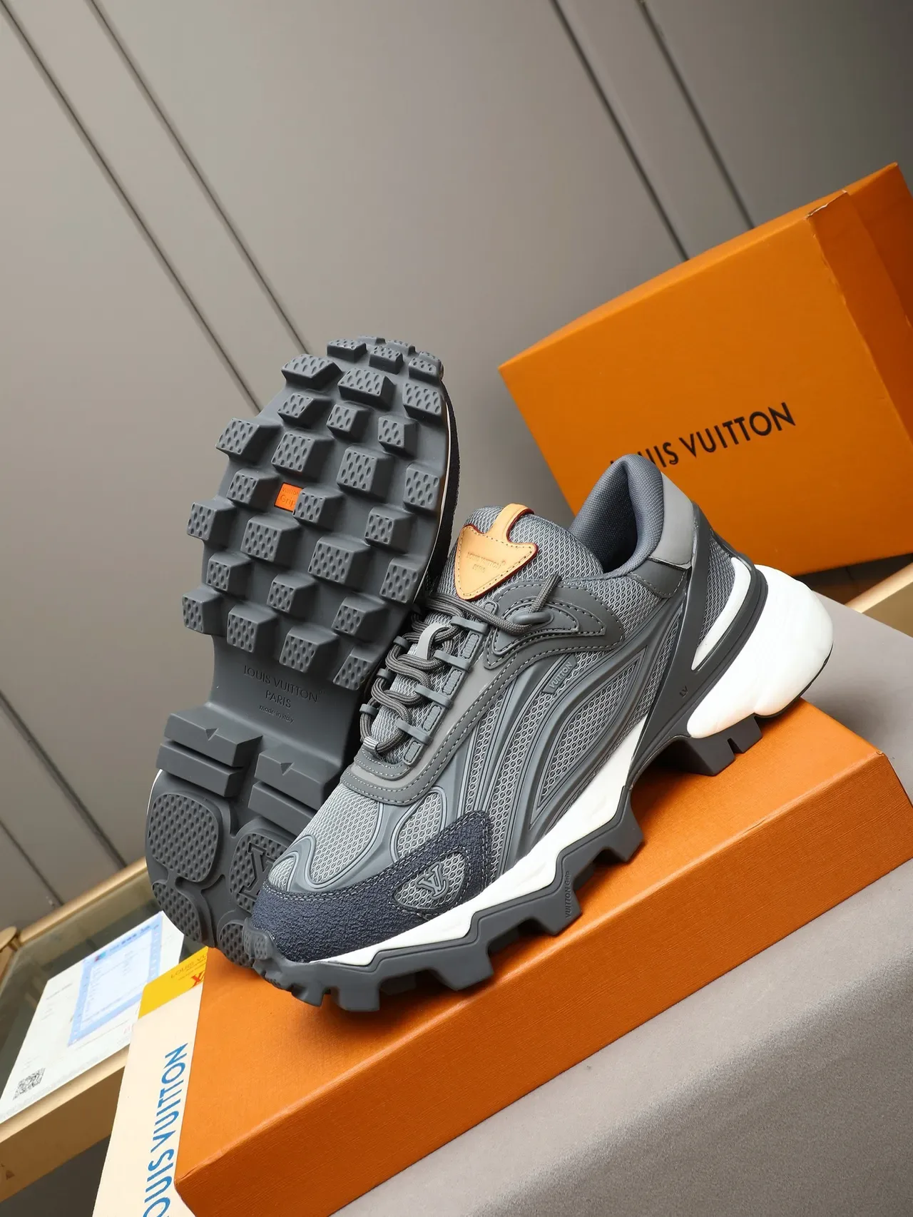 Louis Vuitton Trail Gray White Sole Layered Mesh And Synthetic Upper Chunky Sneakers 4