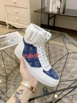 Louis Vuitton Trainer High White and Blue Monogram Denim Lifestyle Sneakers 2