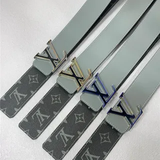 Louis Vuitton Turn-Lock Gray Black Reversible Monogram Canvas Interlocking LV Buckle Leather Belt