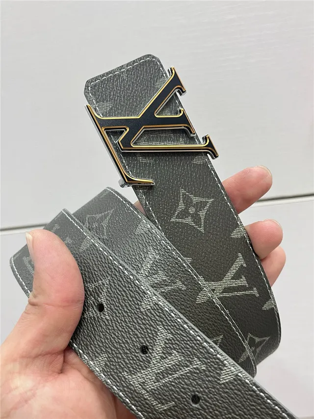 Louis Vuitton Turn-Lock Gray Black Reversible Monogram Canvas Interlocking LV Buckle Leather Belt 6