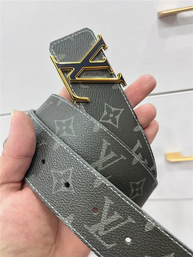 Louis Vuitton Turn-Lock Gray Black Reversible Monogram Canvas Interlocking LV Buckle Leather Belt 8
